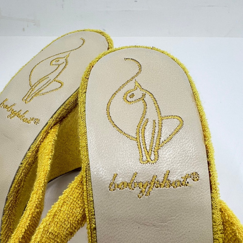 Baby Phat Terry Wedge Thong Womens Size 6 Yellow Y2K McBling Logo Sandal NWB - Picture 2 of 15